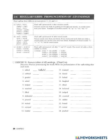 Regular past verbs ed endings