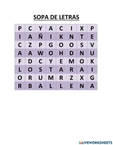 Sopa de letras leyendas