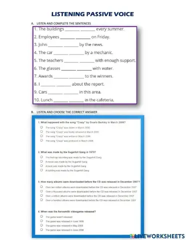 Passive voice: LISTENING