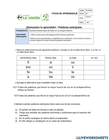 Palabras esdrújulas