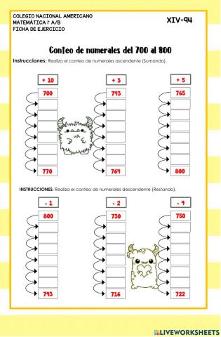 Ficha de ejercicio XIV-94- Matemáticas XIV