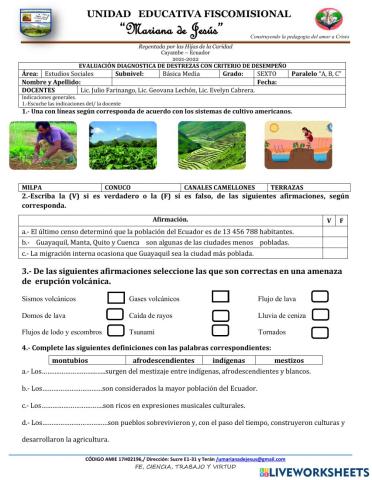 Prueba de diagnóstico de Estudios Sociales