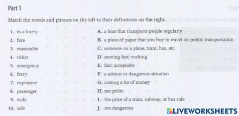 Match the words and phases