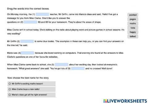 MOVERS READING practice test part 3