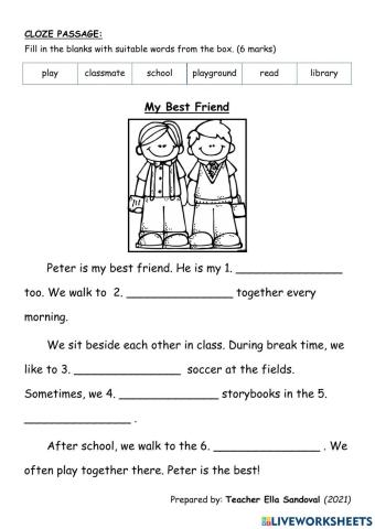 Cloze Passage - My Best Friend