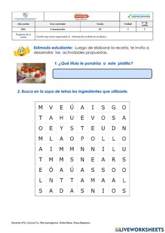 Texto instructivo: la receta