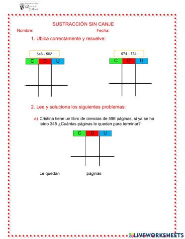 Sustracción sin canje
