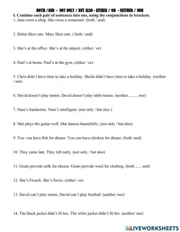 Neither - Either - Not only But also - Both and