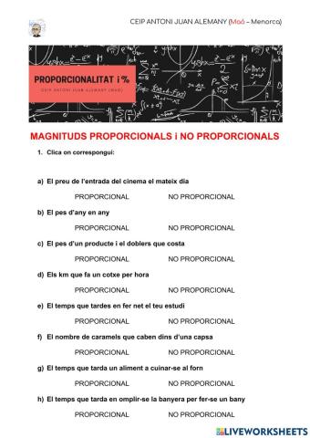 Magnituds proporcionals i no proporcionals