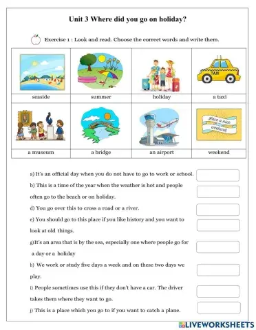 Unit 3.Where did you go on holiday?