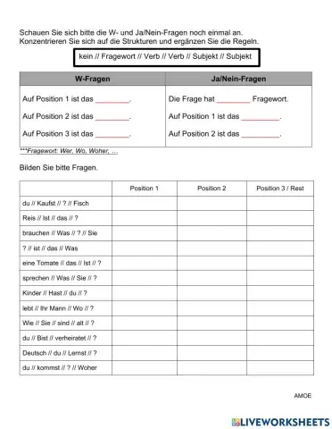 W-Fragen-JaNein Fragen Struktur