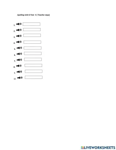 Spelling Unit 6 By Teacher Jaya