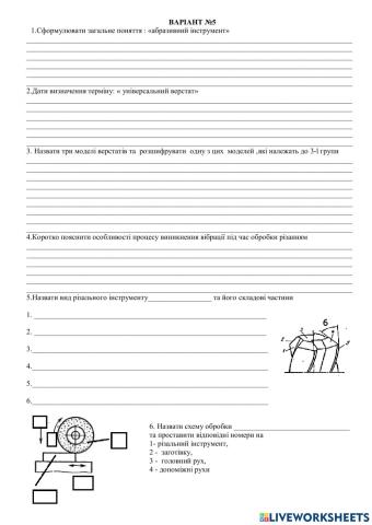 Робочий аркуш варіант 5