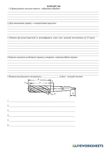 Робочий аркуш варіант 6