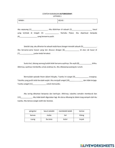 Latihan Autobiografi 1 - Aku Sepasang Kasut