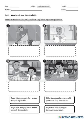 Pendidikan moral - menghargai jasa warga sekolah