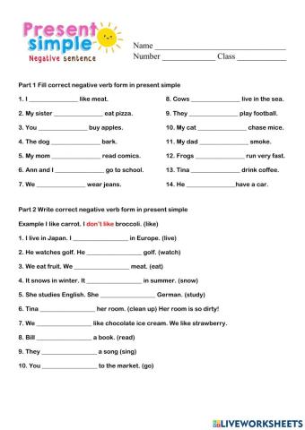 Present simple (negative sentence)