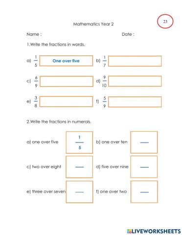 Write fractions