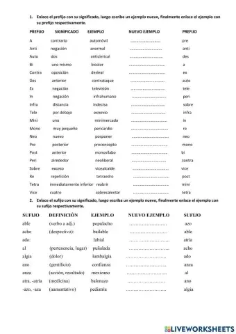 Prefijos y sufijos