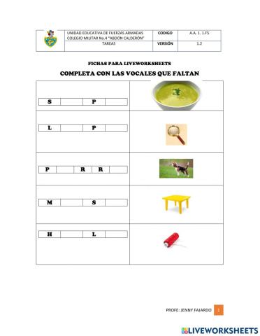 Completar con las VOCALES