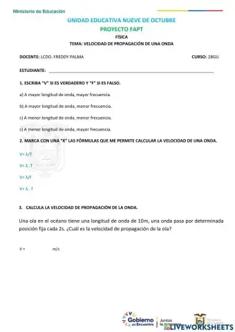 Velocidad de propagación de una onda