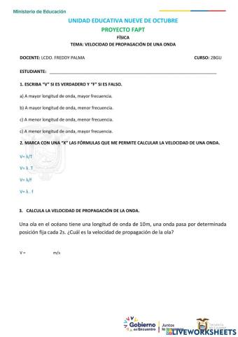 Velocidad de propagación de una onda