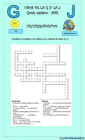 Usos de la g y j