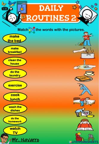 Daily Routines 2 (Match the words with the pictures)