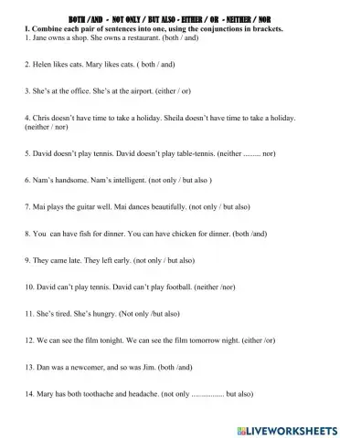 Neither - Either - Not only But also - Both and