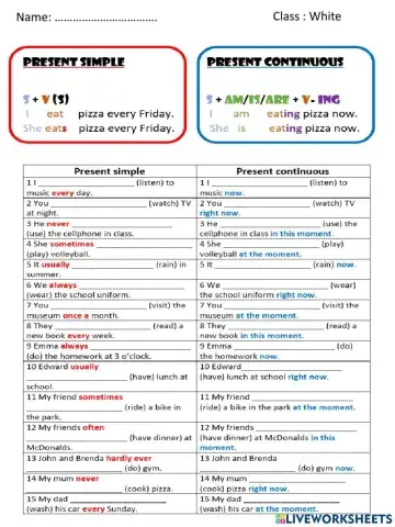Reivew present simple and present continuous