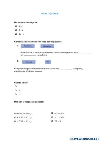 Multiplicación de Números complejos