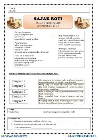 Sajak Roti Tingkatan 2