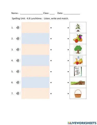 Spelling Unit 4.8 Lunchtime