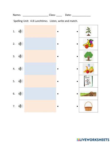 Spelling Unit 4.8 Lunchtime