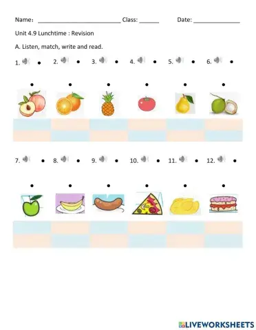 Unit 4.9 Lunchtime : Revision