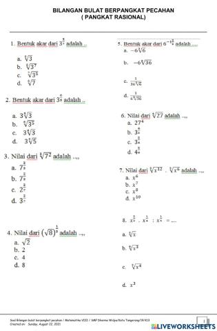 Bilangan Bulat Berpangkat Pevahan