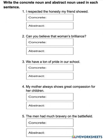 Concrete and Abstract Nouns