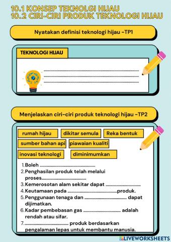 10.1 Konsep Teknologi Hijau & 10.2 Ciri-ciri produk teknologi hijau