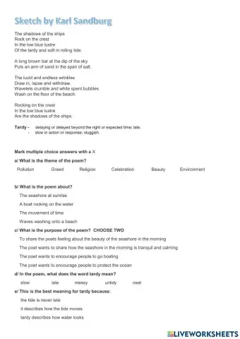 Poetry Analysis The Sketch