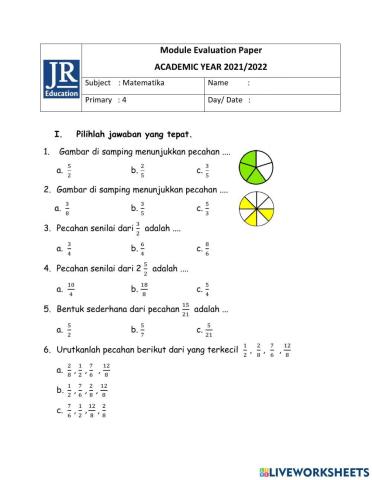 Evaluasi modul 1 matematika kelas 4