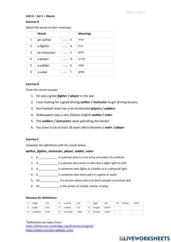 Band 2 (Core 1) - Unit 2 - Set 1
