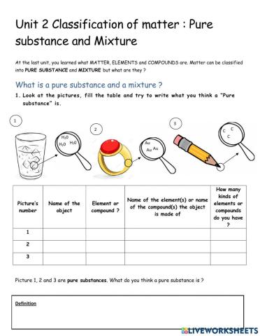 Pure substance and mixture