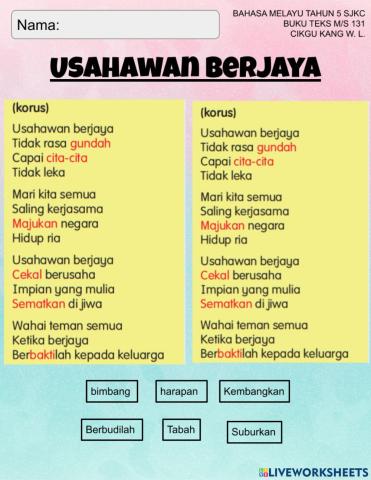 Lagu -Usahawan Berjaya-