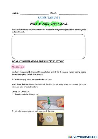 Sains tahun 3 unit 8 asid dan alkali