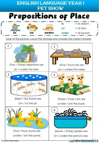 Pet Show - Prepositions of Place