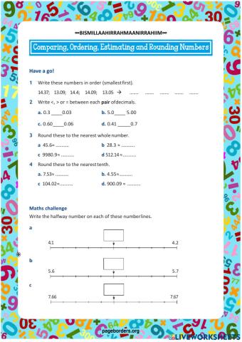 Comparing, Orderng Rounding