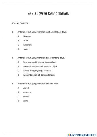 Daya & Gerakan (Ulangkaji)