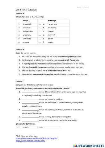 Band 2 (Core 1) - Unit 4 - Set 4