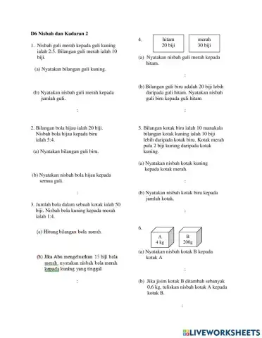 Matematik Tahun 6 : Nisbah dan Kadaran 2