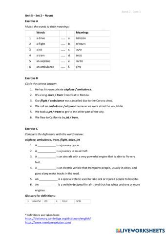 Band 2 (Core 1) - Unit 5 - Set 2
